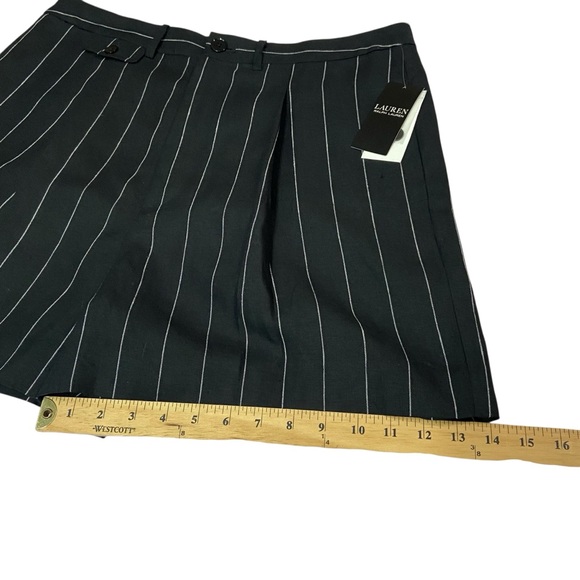 Lauren Ralph Lauren Linen Black Pinstripe Pleated Shorts LRL - Women’s 12 NWT - Picture 7 of 15